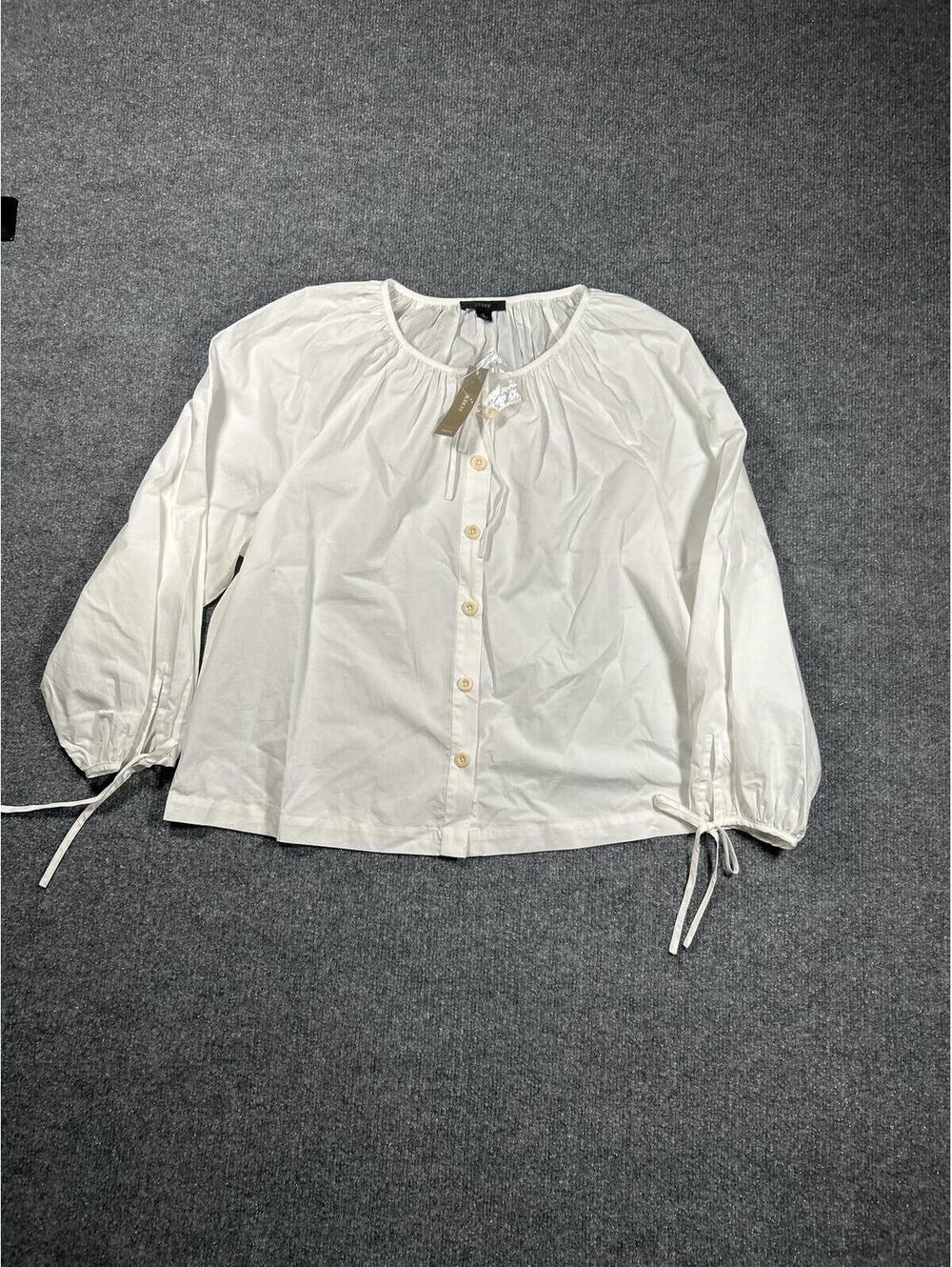 J.Crew White Button-Front Blouse, Size Large